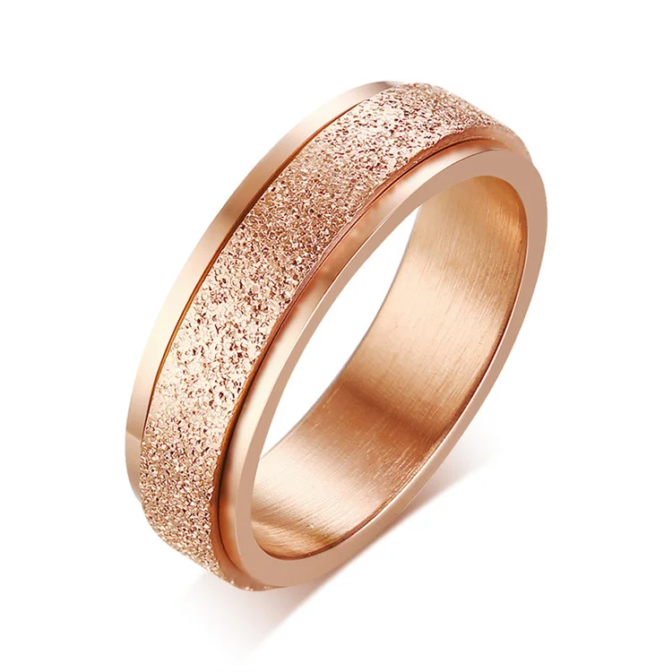 6mm Blasted fashion anxiety spinning ring stainless steel blank rings for women men