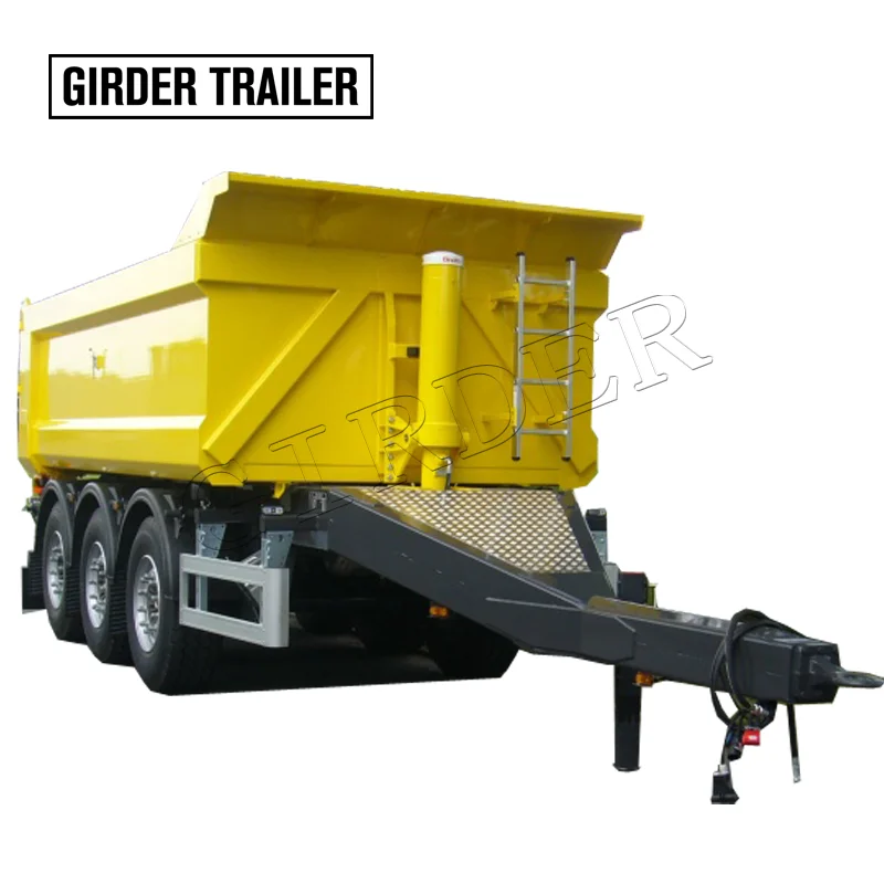2 axles full semi tipper truck trailer towing sand transporting Hydraulic rear drawbar dump trailer for sale