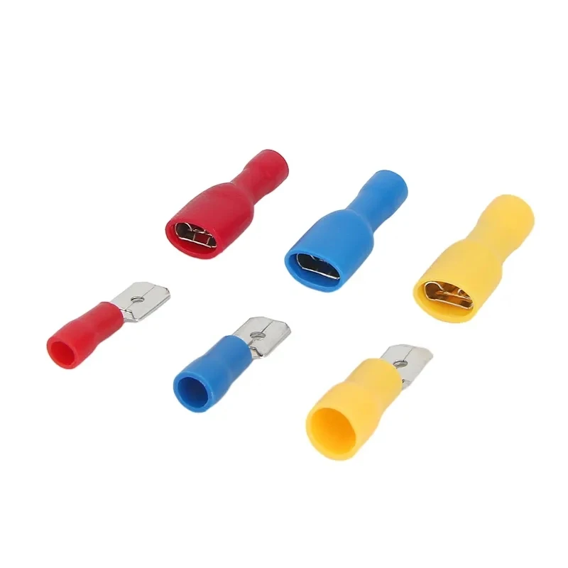 FDD/MDD 6.3mm Terminal Red Blue Yellow Female Male Insulated Electrical Crimp Terminal Connectors Wiring Cable Plug