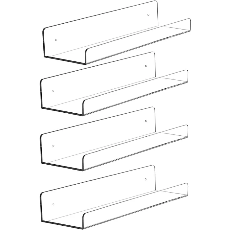 Storage Holder Clear Acrylic Book Photo Display Rack Holder Wall Mount Shelf Bathroom Organizer Accessories