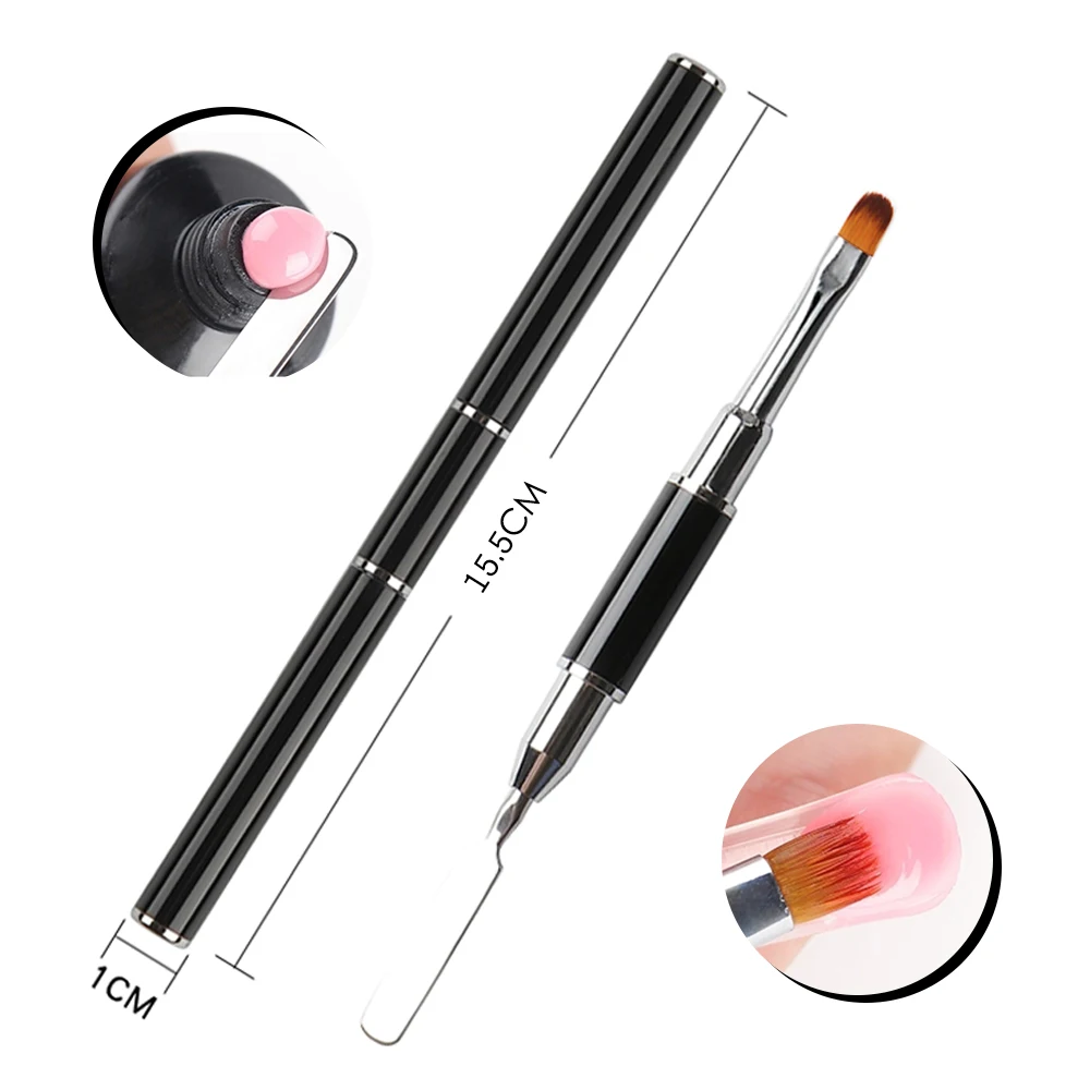 Double Head Professional 2 In1 Metal Extension Nail Art Brush
