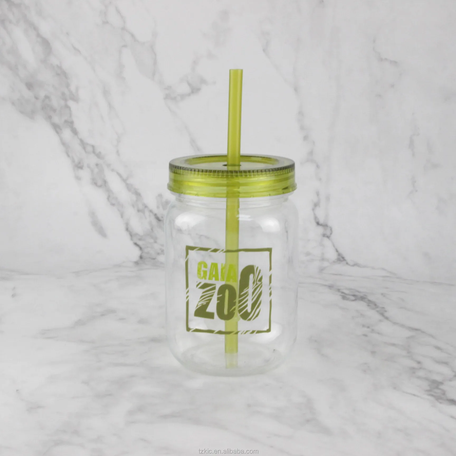 Plastic To Go Mason Jar with Lid and Straw Perfect as Party Cups, Kids Travel Cups