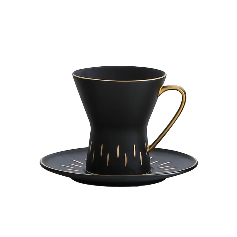 
Royal Arabic Luxury Gold handle Ceramic Coffee Cup Sets with Saucers Blue Green Color Porcelain Tea Cups& Saucers 