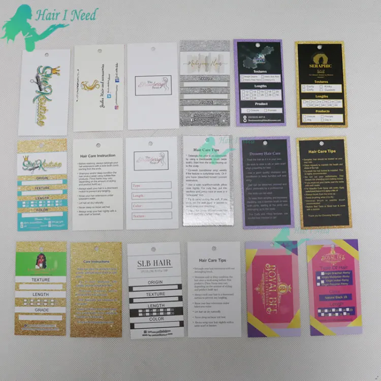 Customize Hang Tags Hair Bundle Price Tag Private label Printed Hair card