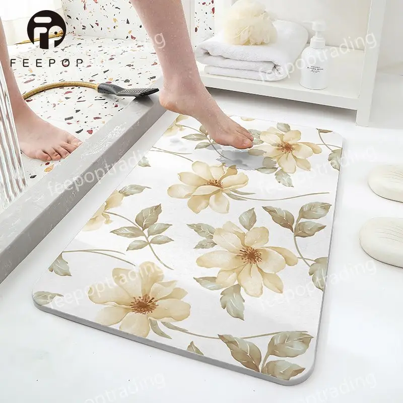 [Feepop] High Quality Diatomacous Bath Mat Eco-friendly Home Accessories Diatomaceous Mat Stone Diatomite Mats for Bathroom