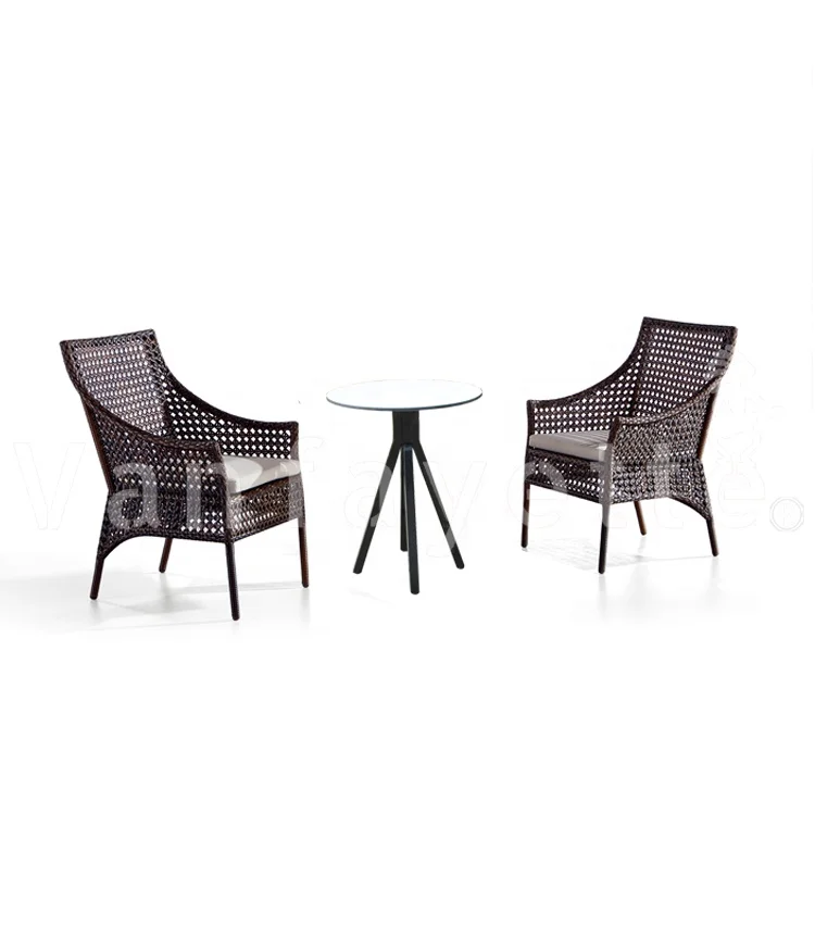 CG Rattan Weaving Chair and Round Small Table for Bistro Coffee Shop Store Milano Hotel Furniture