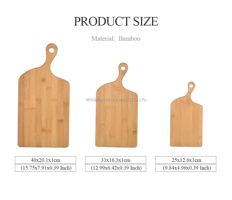 Woodsun Drumstick Bamboo Cutting Board Chopping Blocks Set