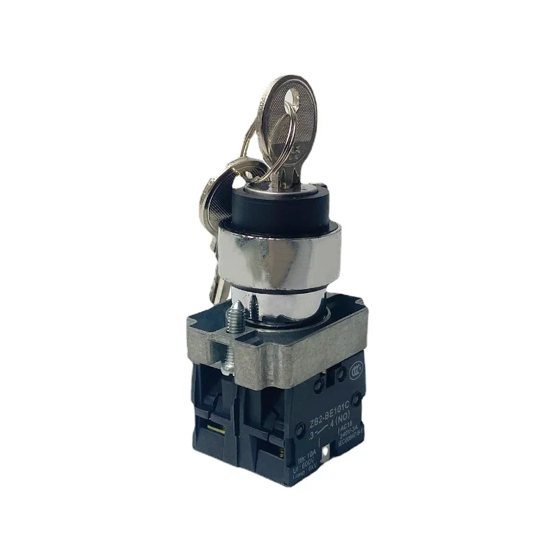 XB2-BG33 Rotary Key Metal Button Switch Position Self-locking Selector 2NO 10A 22mm Mounting Hole