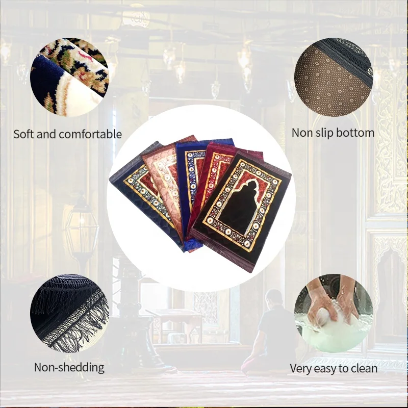 Factory direct sales wholesale Muslim embossed worship blanket prayer mat prayer rug