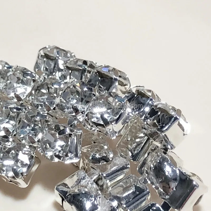 Silver color crystal chains wedding bridal sash belt trimmings for dresses  Jewelry crystal lace tape for garment and bag.