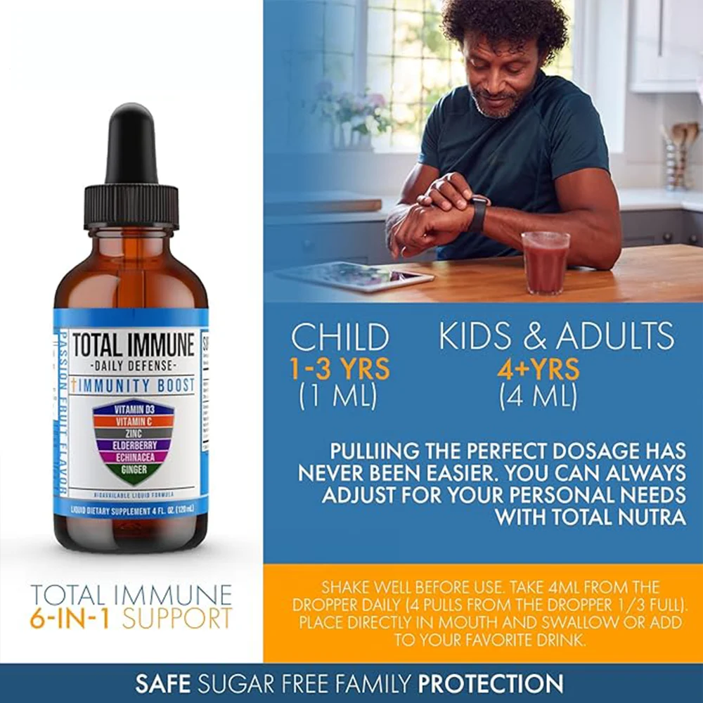 DROPS:TOTAL IMMUNE DAILY DEFENSE IMMUNITY BOOST,VITAMIN D3,C. ZINC,ELDERBERRY,ECHINACEA,GINGER