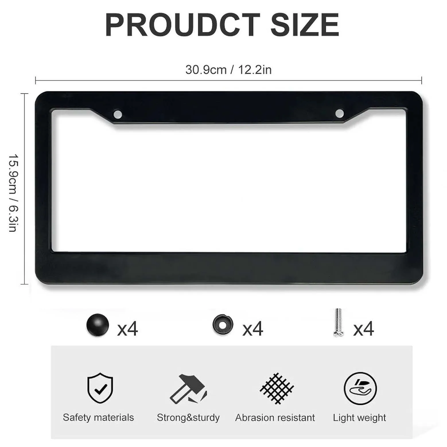 Germany Flag License Plate Frame Aluminum Black Car Cover Tag Holder with 2 Holes License Plate Cover for US Vehicles Standard