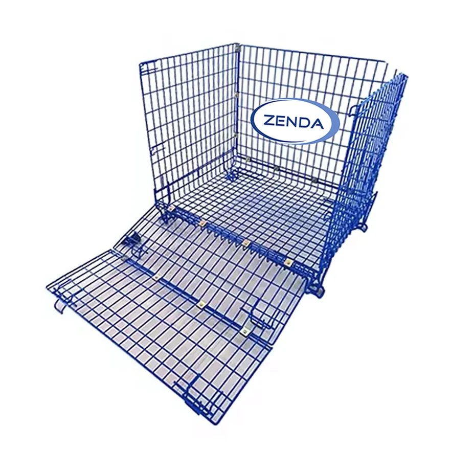 Loading Capacity 500kg Warehouse Stacking Pallet Rack Folding Wire Mesh Container Storage Cage