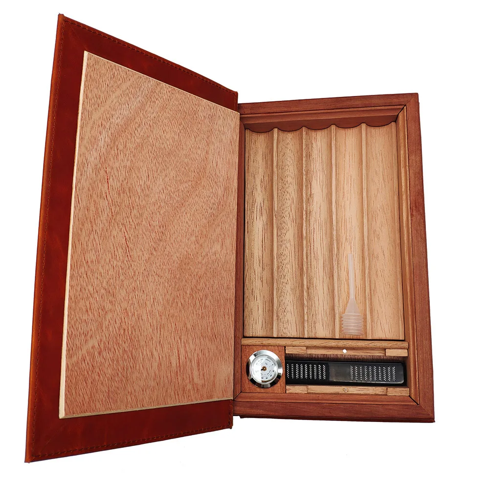 Leather Book-shaped Cigar Case portable cigar packing box For travel