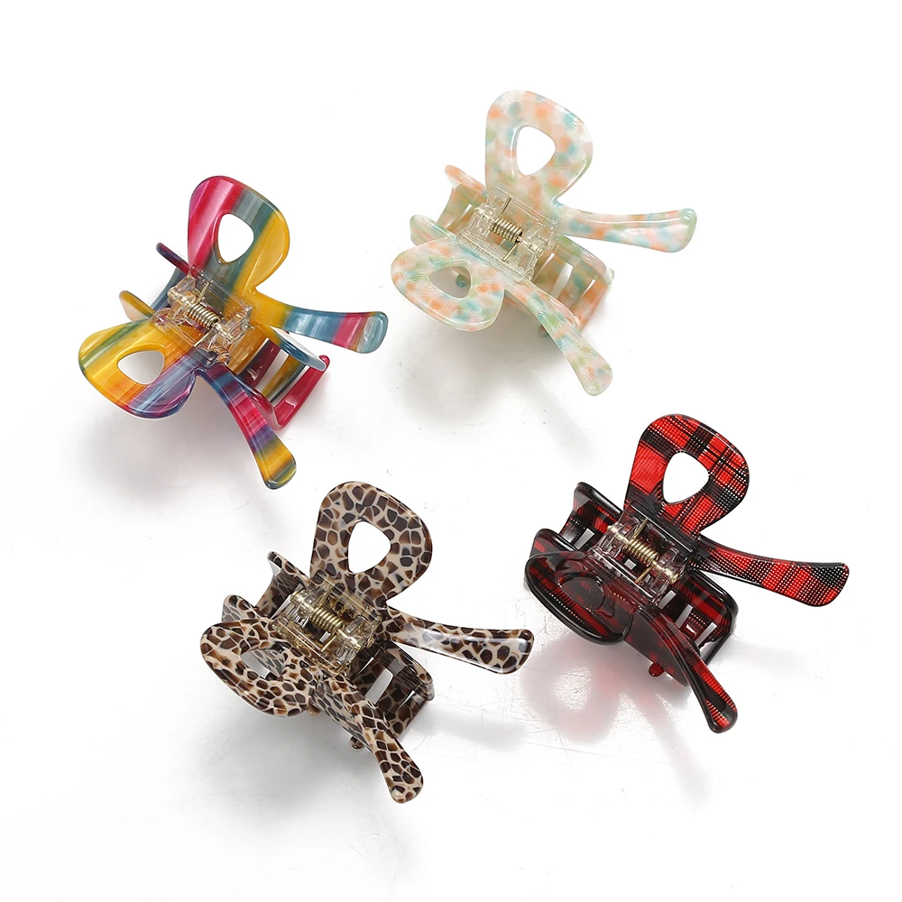 QIYI Butterfly Shark Claws Ladies Multicolor Large Acetic Acid Hair Claws Female Back Head Cloud Hair Claw For Women