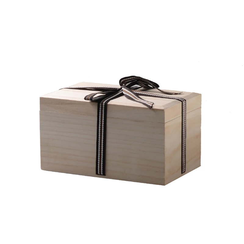 Продажа с завода, различные деревянные роскошные деревянные коробки из павловнии с белой лентой на заказ