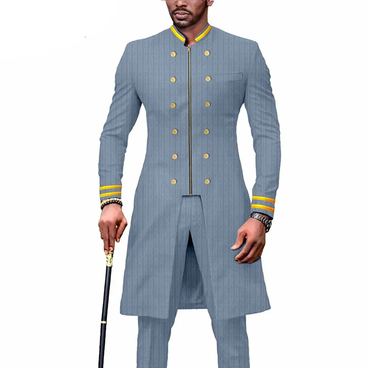 Long Zipper Africa Ethnic Costumes Mens Suits African Clothing for Men Button Clothes High Quality