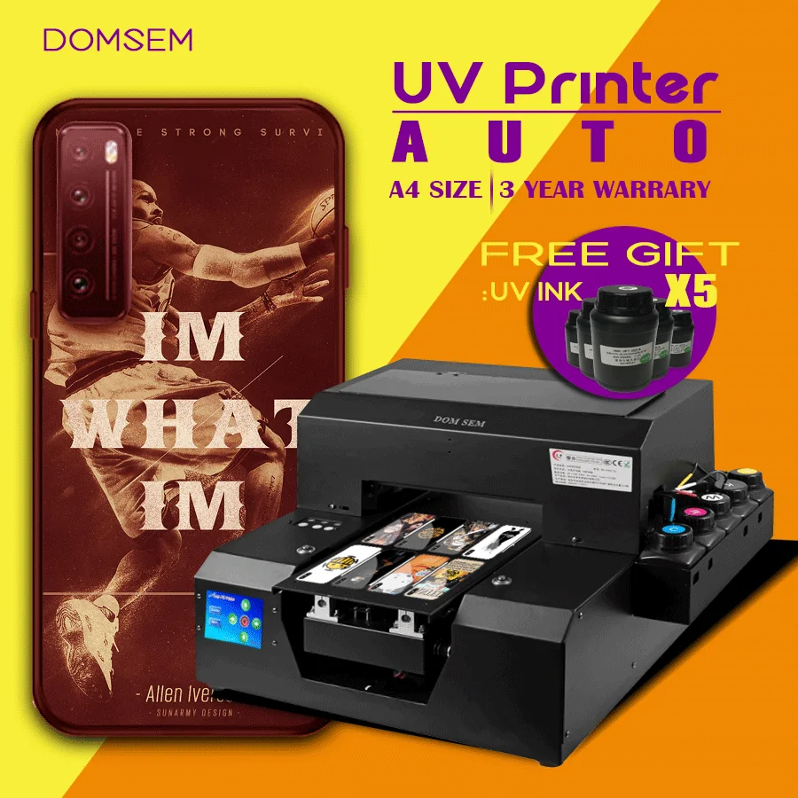 Small A4 UV Flatbed Printer for Printing Photo Mobile Phone Back Cover Case Wood Plastic Metal Pen Acrylic Glass