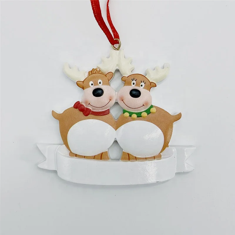 Factory wholesale 2021 Resin Reindeer Family of 2.3.4.5.6.7.8 Personalized Ornament for Christmas Tree Decoration