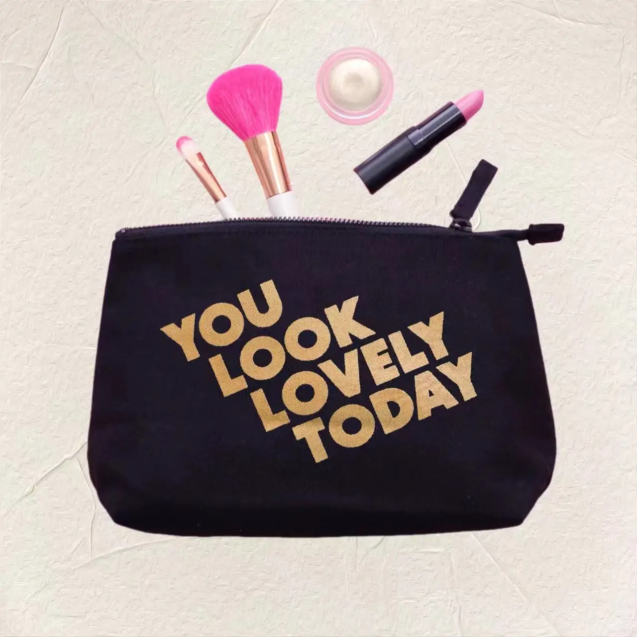 Cangnan Perfect Bags  Blank Canvas Cotton Zip Pouch Customized For DIY Craft /Art studio travel storage accessories