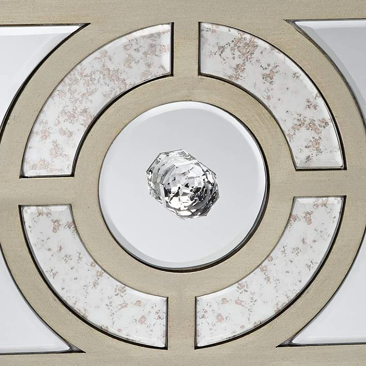 Bedside table Geometric circular design 3 drawer corner cabinet vintage mirrored chest for home Art Deco Side Table