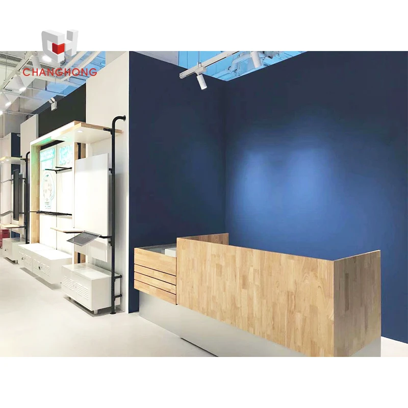Combined Type MDF Checkout Counters Reception Desk with Storage Modern Shop Counter Design for Garment Store