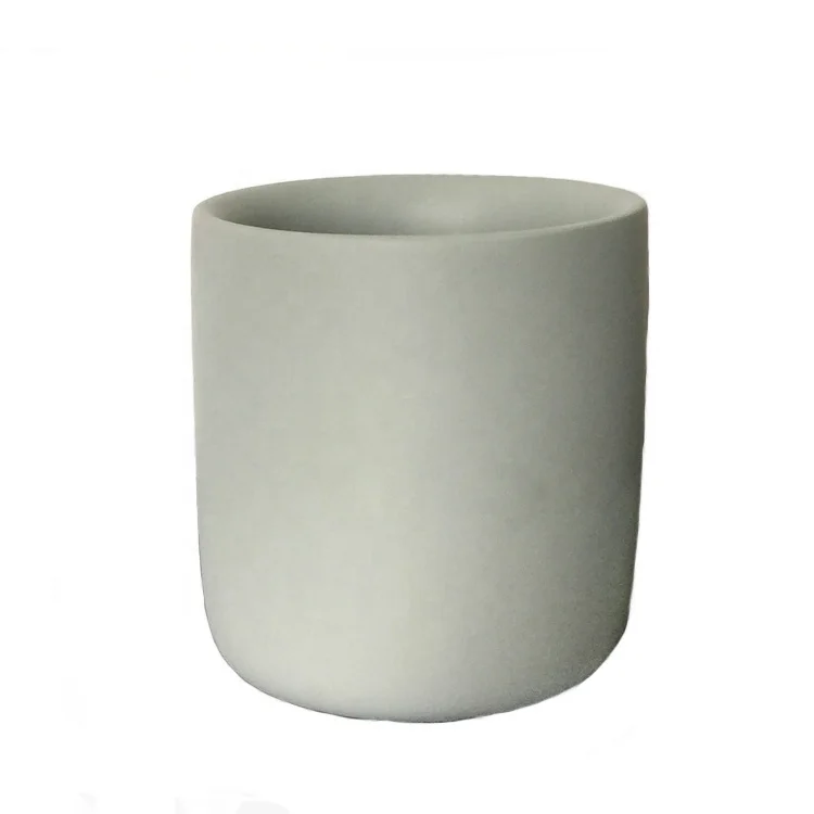 Custom bulk cement container Small grey concrete candle jar with curved bottom