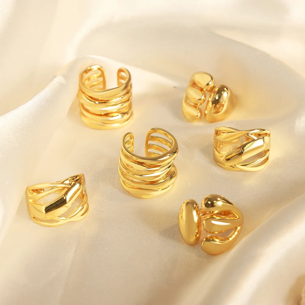 fashion cz diamond ring stainless steel ring jewelry Exaggerate Jewelry Big Brass 18k gold plated moissanite ring Women