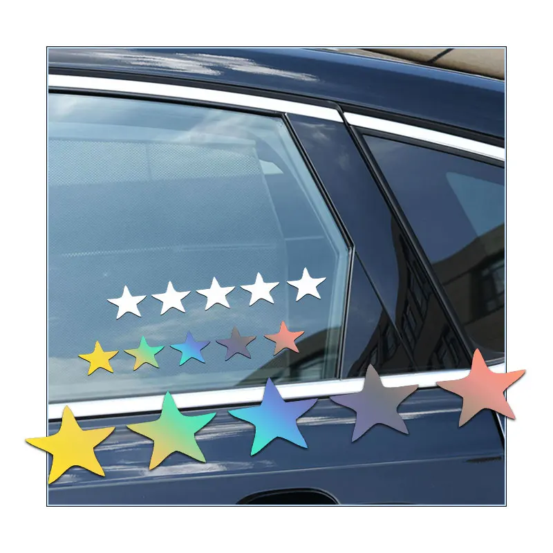 3D Fluorescent Star Reflective Bicycle Stickers Car & Motorcycle Frame Accessories-Interior & Exterior Plastic Logo Stickers