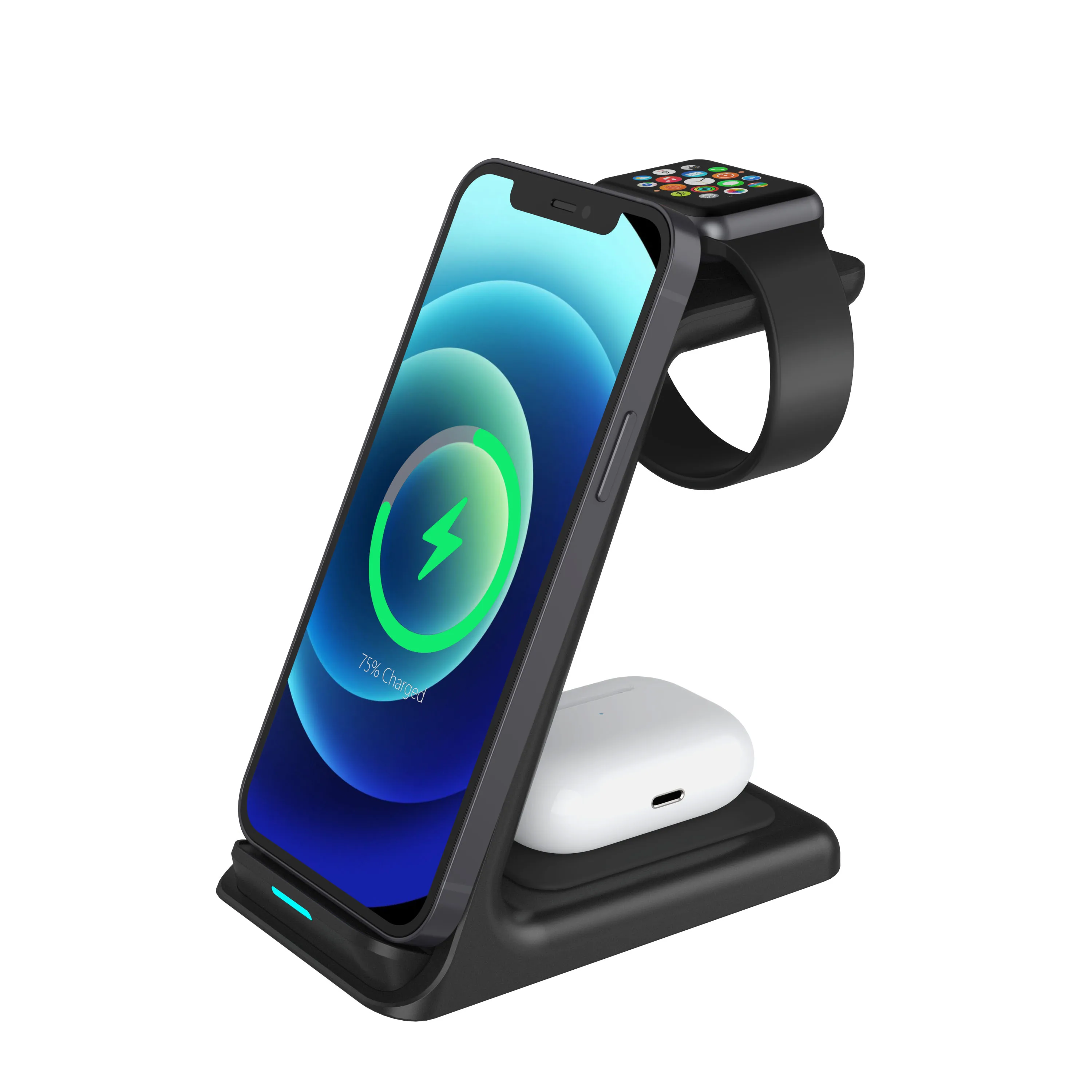 
18W многофункциональный мобильный фаст Usb 3 в 1 док-станция Qi Беспроводное зарядное устройство и держатель для Iphone 11 Pro Max I Phone Airpod наручных часов Iwatch 