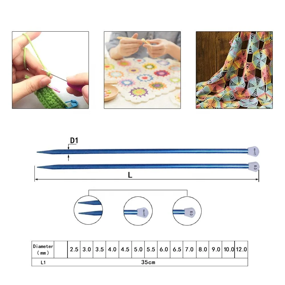 
2PCS/SET SKC High Quality Colorful Single Handle Knitting Needle Tool Sweater Needle Crochet Hook 