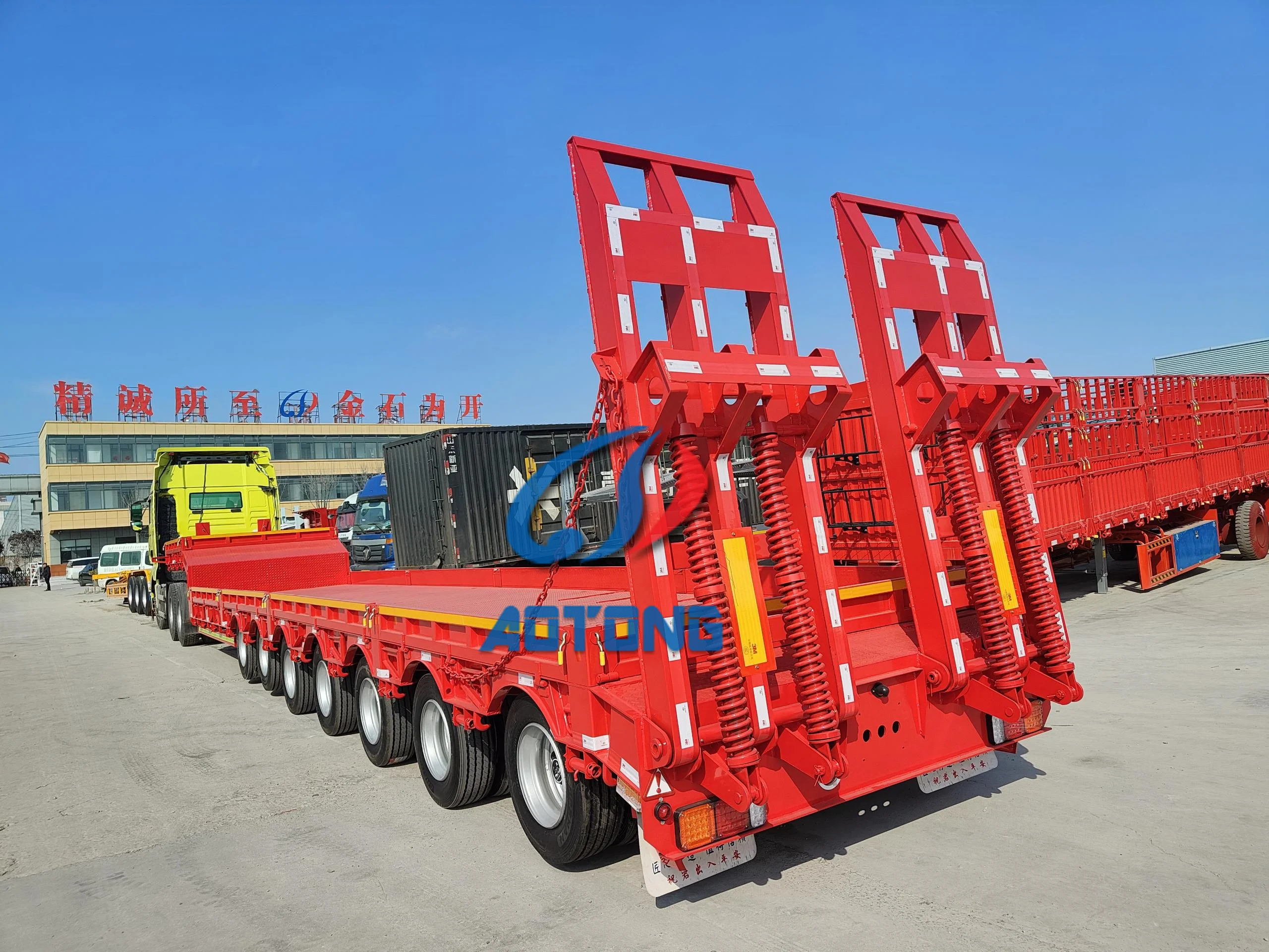 Heavy load 5 axle steering low bed trailer/loebed truck trailers 100ton detachable gooseneck dropdeck semi-trailer