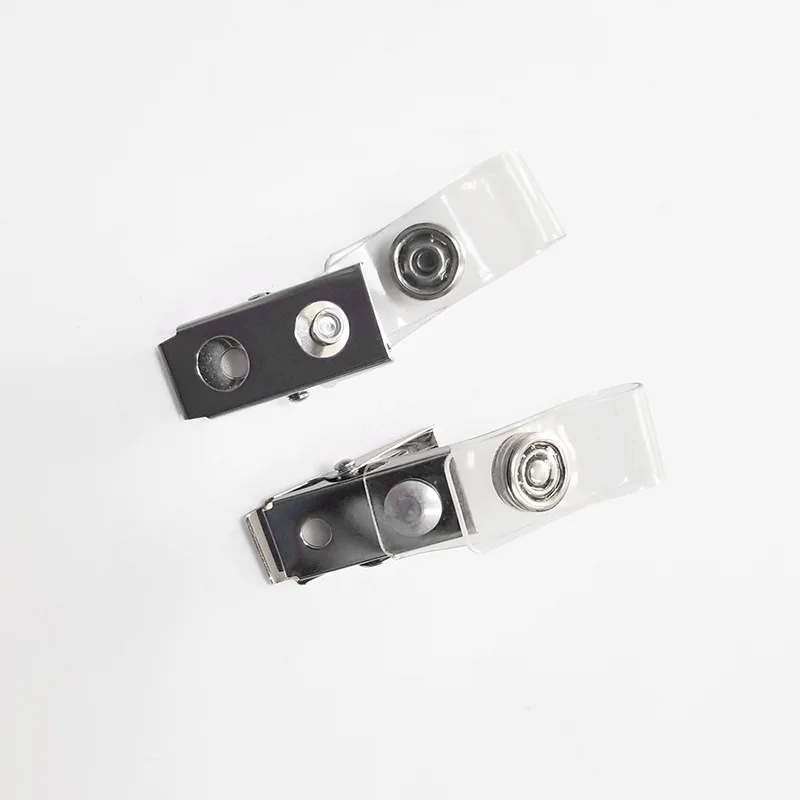 Metal Badge Clips with pvc Straps for Badge Holder Name Tags Work Reel Badge Card Holder Metal Clips with Strap clear