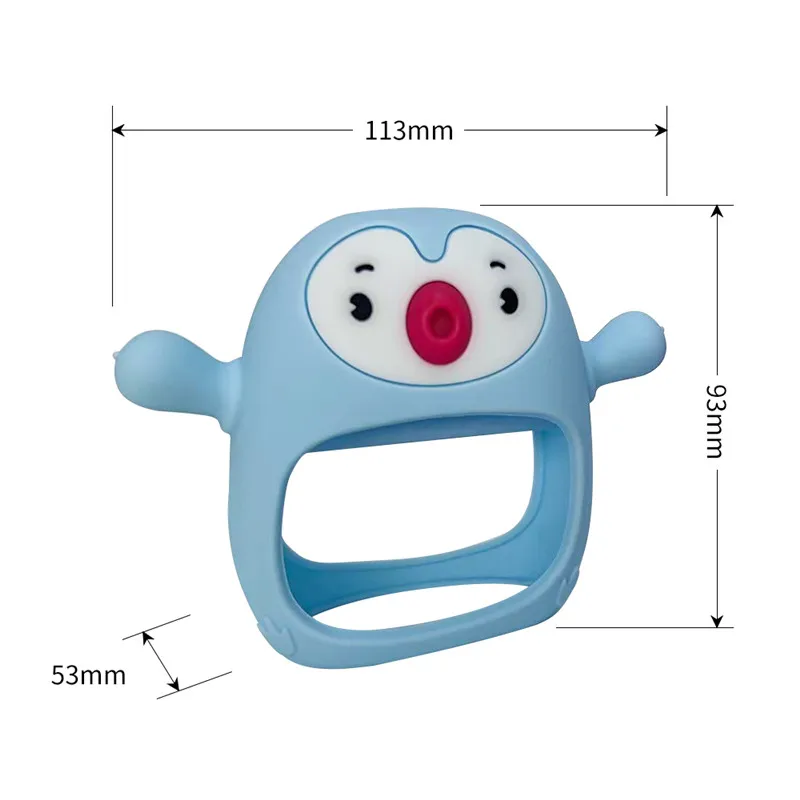 Hugebirds Hot Sale Penguin Buddy Never Drop Penguin Silicone Baby Teether Toy for 0-6 month Infants
