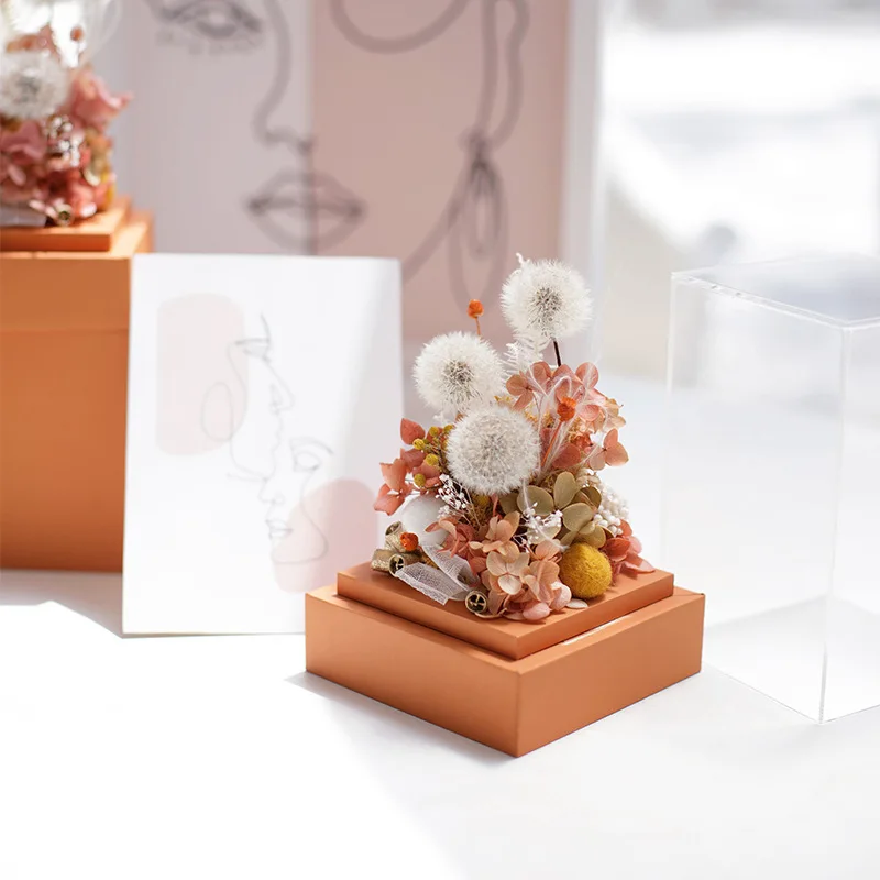 Novelty Design Valentine Gifts Luxury Real Handmade Gift Crafts Eternal Preserved Flower Infinity Rose in Acrylic Box