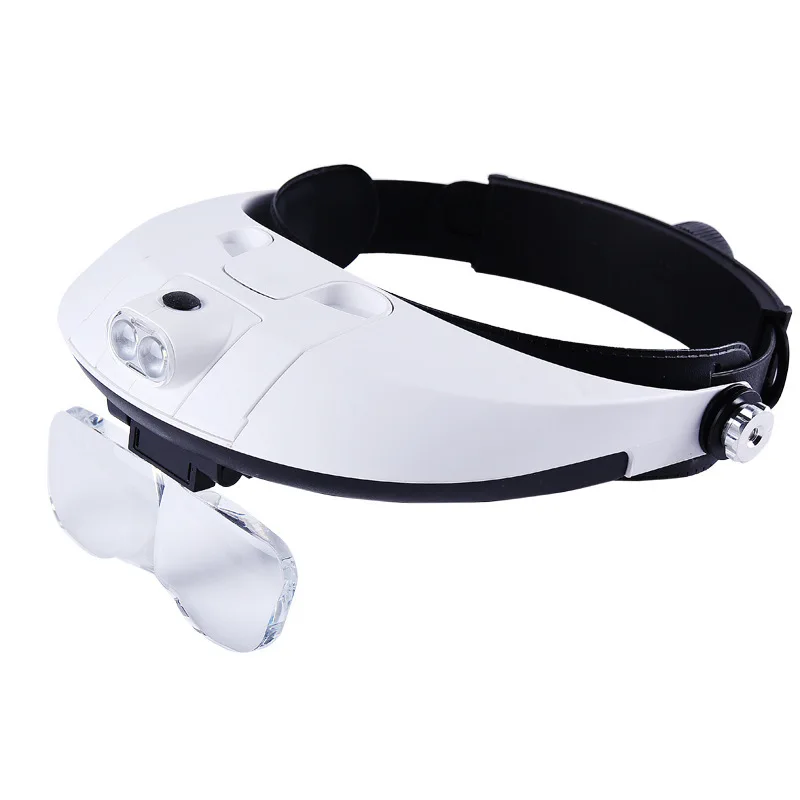 1X1.5X2X2.5X3X3.5X adjustable headset helmet dental medical magnifying glasses loupe magnifier with 2 LED light