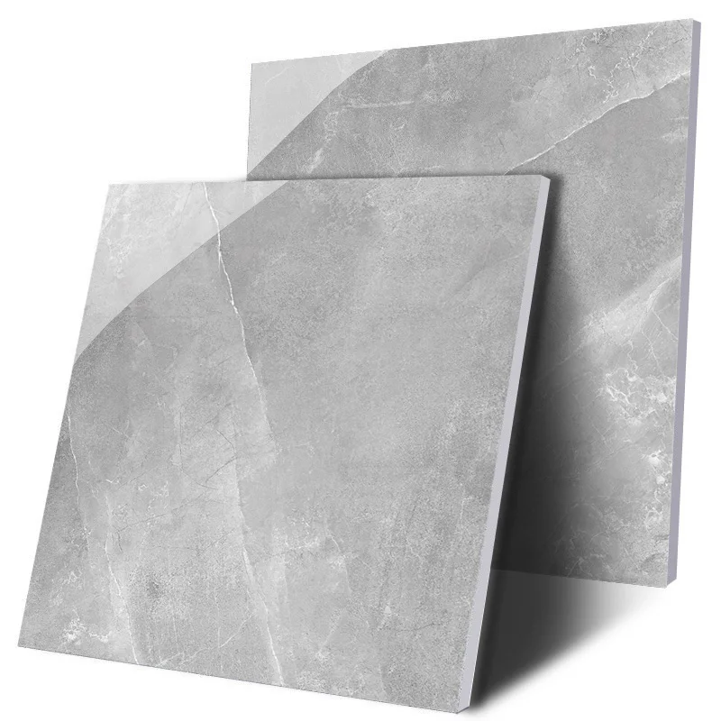 Foshan Factory High Quality 32x32 Light Gray Marble Look 80x80 Polished Glazed Full Body Porcelain tile