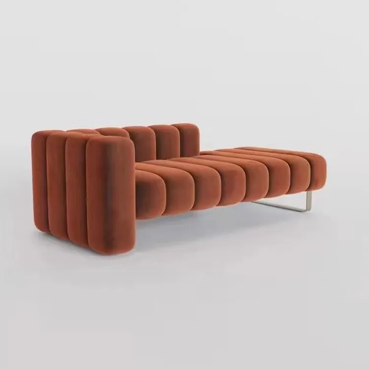 Nordic light luxury flannelette art bed tail stool after modern bedroom concubine sofa lazy man sofa