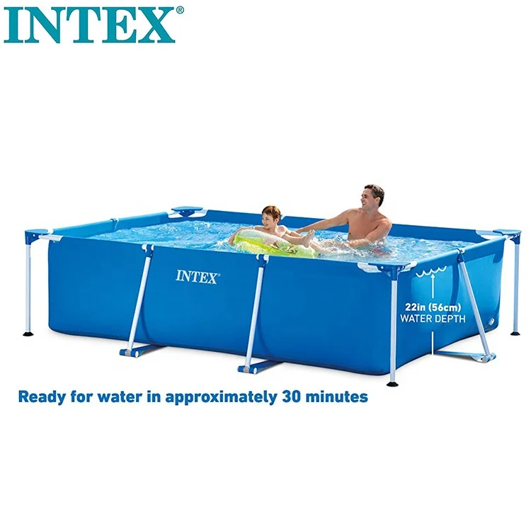 Intex 28270 Rectangular 220cm*150cm*60cm Metal Frame Pool Large Durable Family Swimming Pool