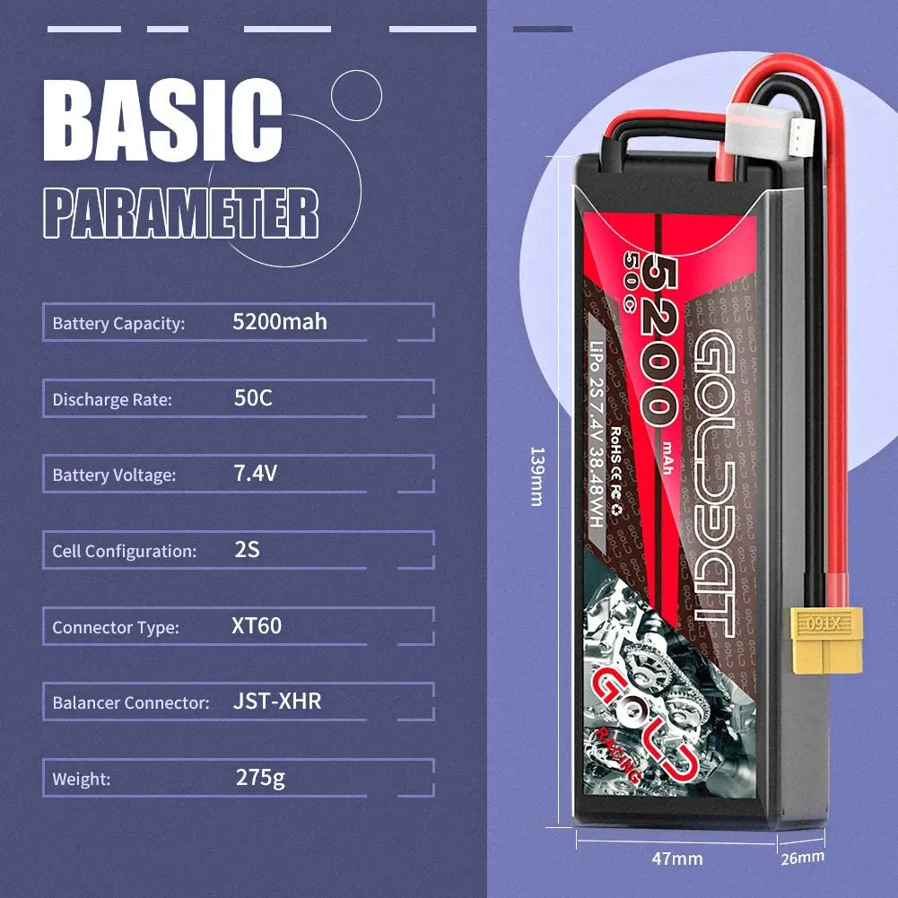 GPR 3S 5200mAh 50C 11 1 V Жесткий корпус RC Lipo аккумулятор с разъемом для радиоуправляемого