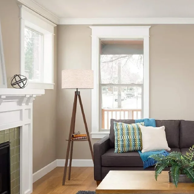 Tripod Floor Lamp Modern Design Shelf Floor Lamp For Living Room Bedroom Office Flaxen Lamp Shade