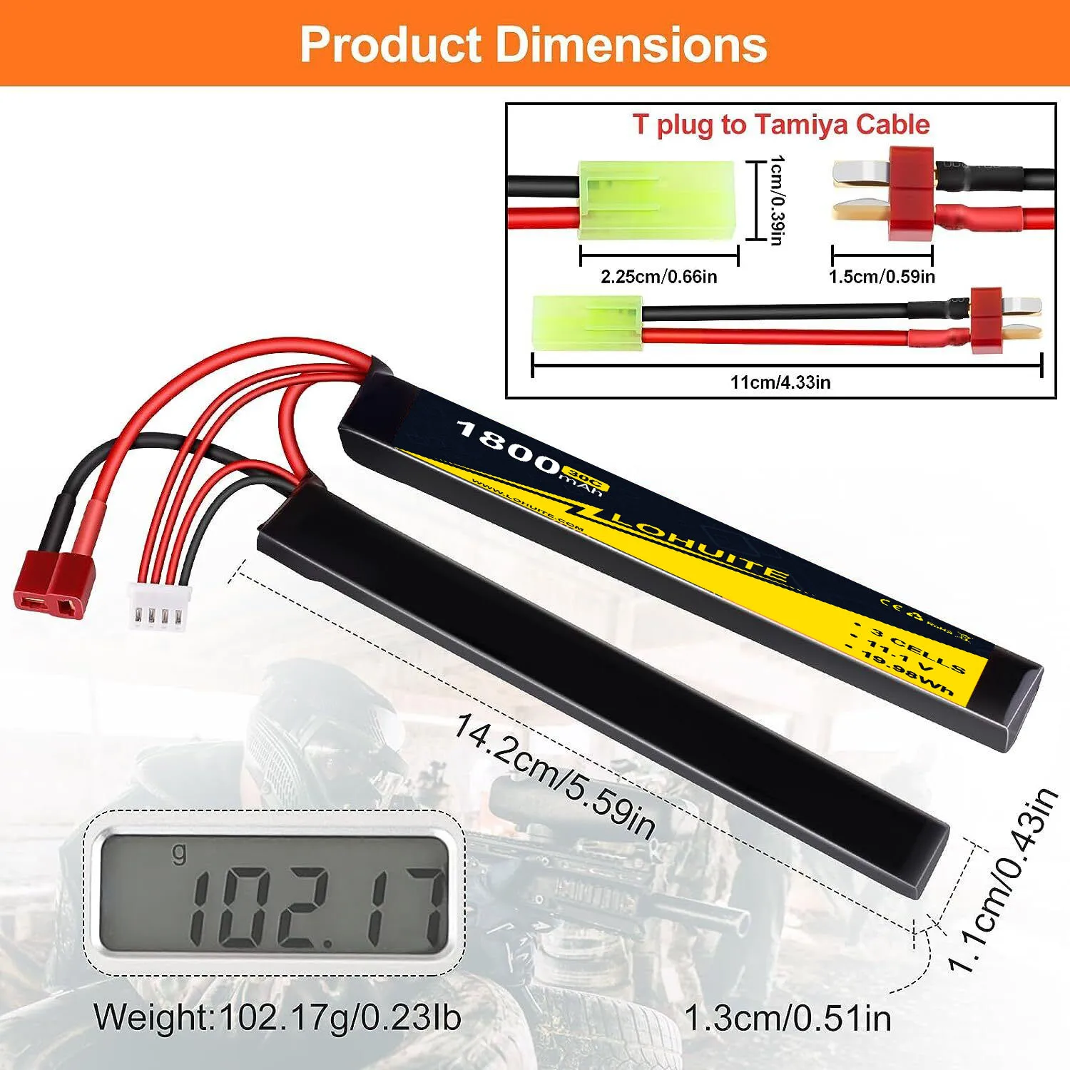 11.1V Rechargeable 3S LiPo 1800mAh 30C Nunchuck Pack Deans TPlug