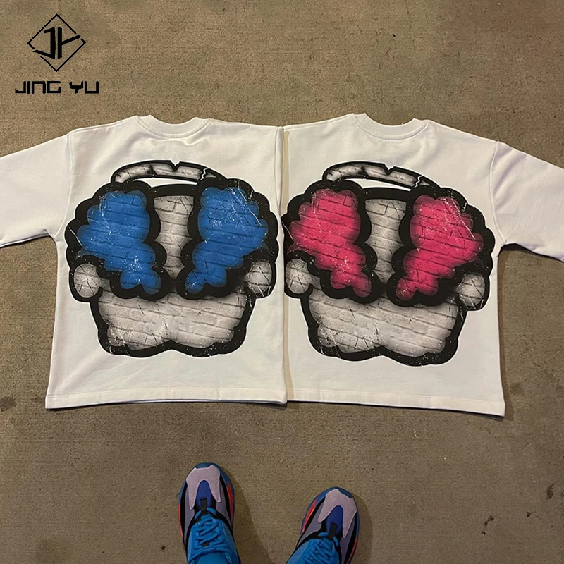 Custom manufacturer Fitted t-shirt heavyweight oversized tees 100% cotton boxy cropped dtg print cartoon graphic t shirt men