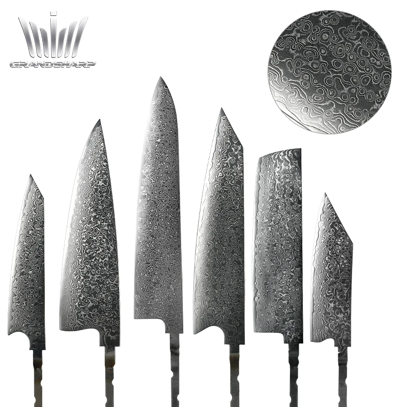 DIY Damascus Blank Blade Japanese VG10 Steel Grandsharp Tools for Kitchen Chef Kiritsuke Nakiri KniFE Without Handle