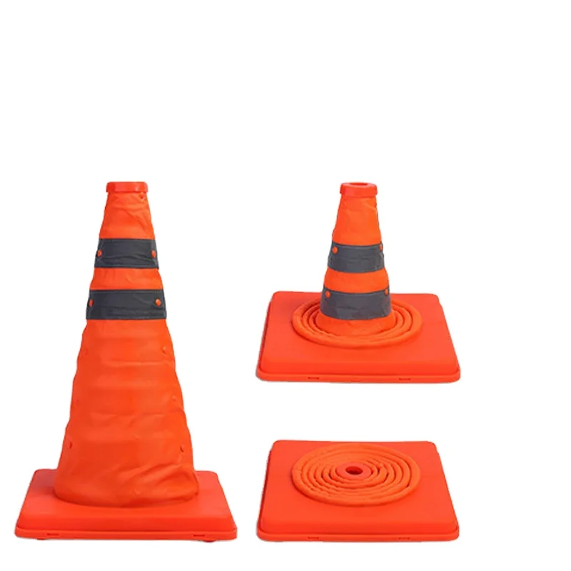 Foldable Traffic Reflective Safety Cone with LED Lights 45 cm 70cm Height Collapsible Multi Purpose Road Cone