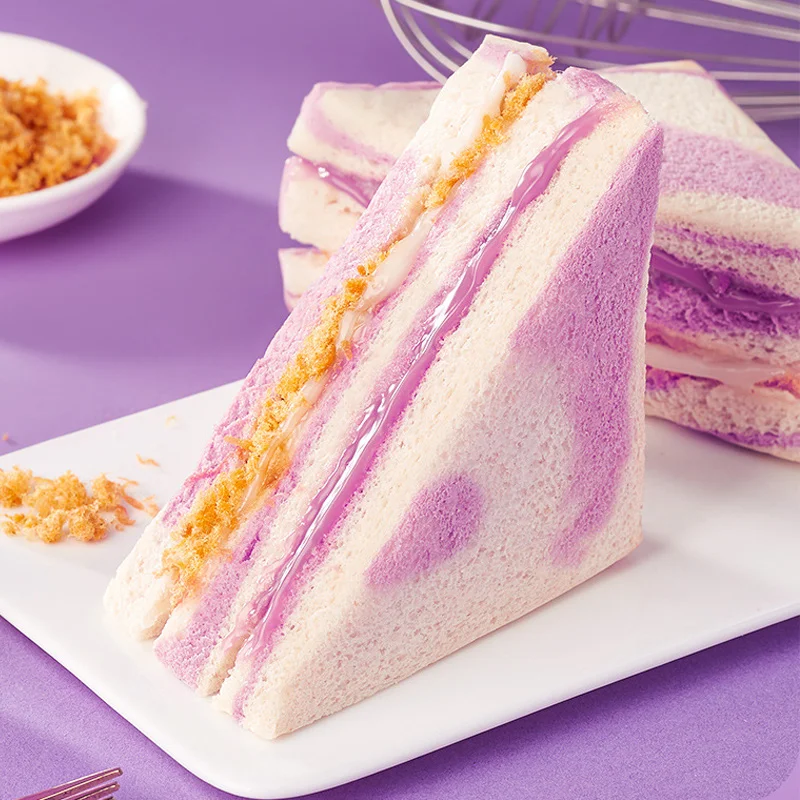 65g healthy breakfast substitute meal taro paste meat floss sandwich bread taro bread triangle cake