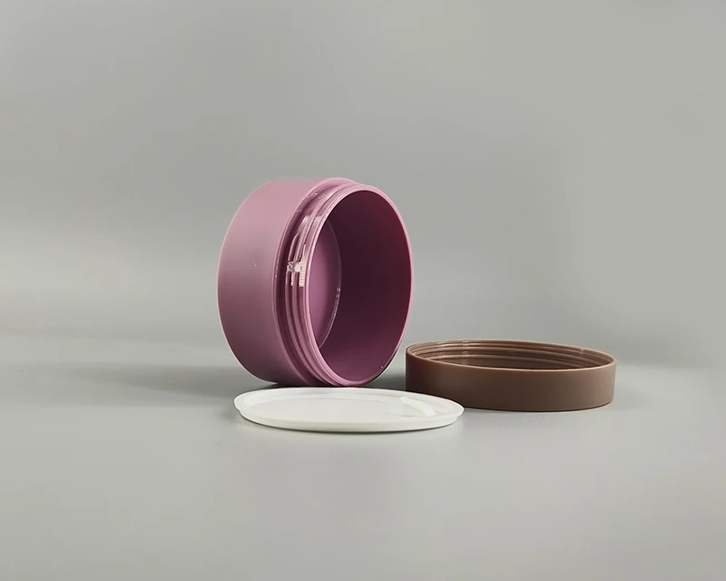 soft-touch matte purple PP cream pot jar wide opening empty for night moisturizer soothing balm body scrub