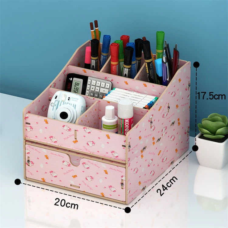 Tonsmile Modern Bink Small Office Table Desk Stationery Drawer Organizer