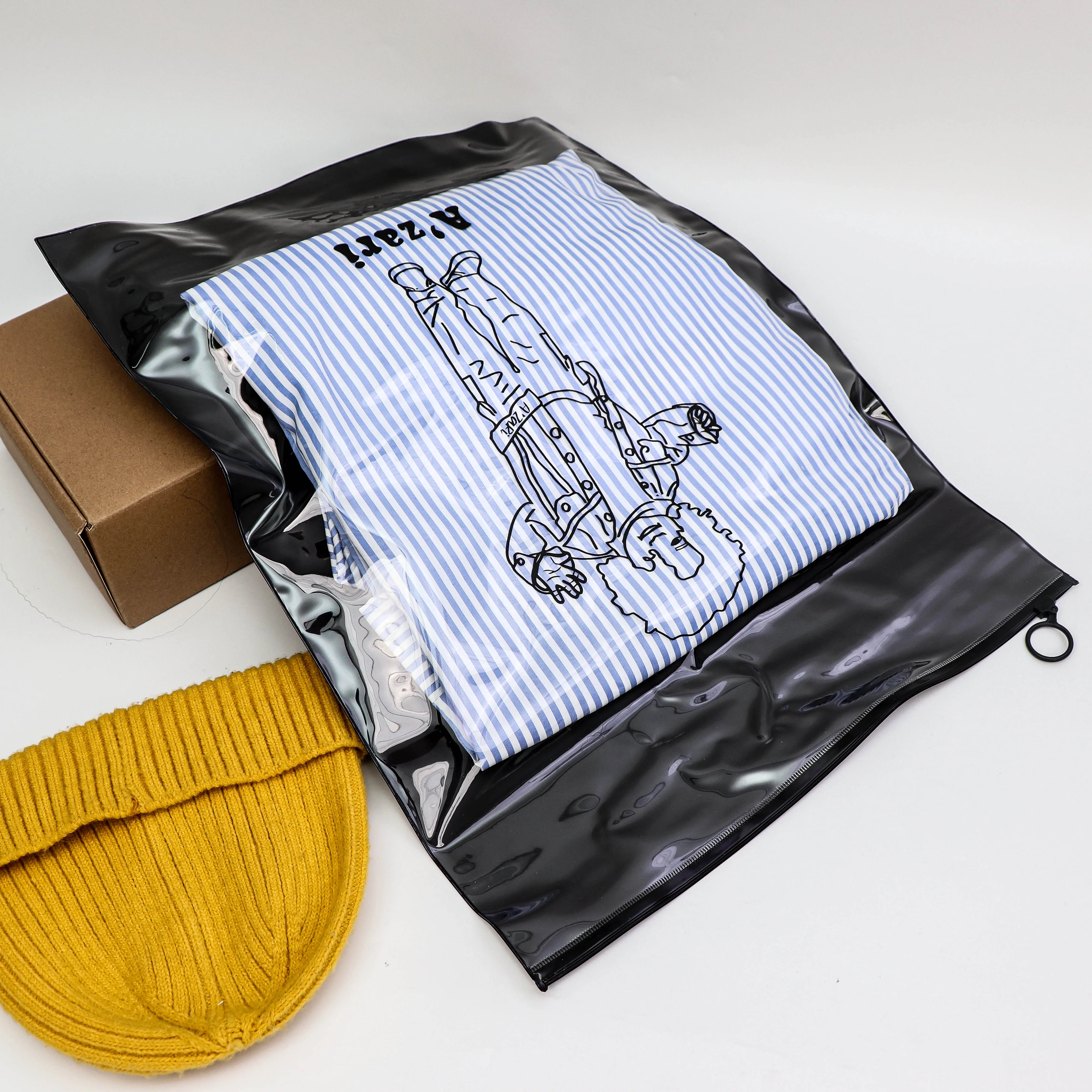 PVC Bags Clothes Packaging Custom Packaging Ldpe Plastic Cosmetic Clear Logo Frosted Zip Ziplock Plastic Bags For Clothing