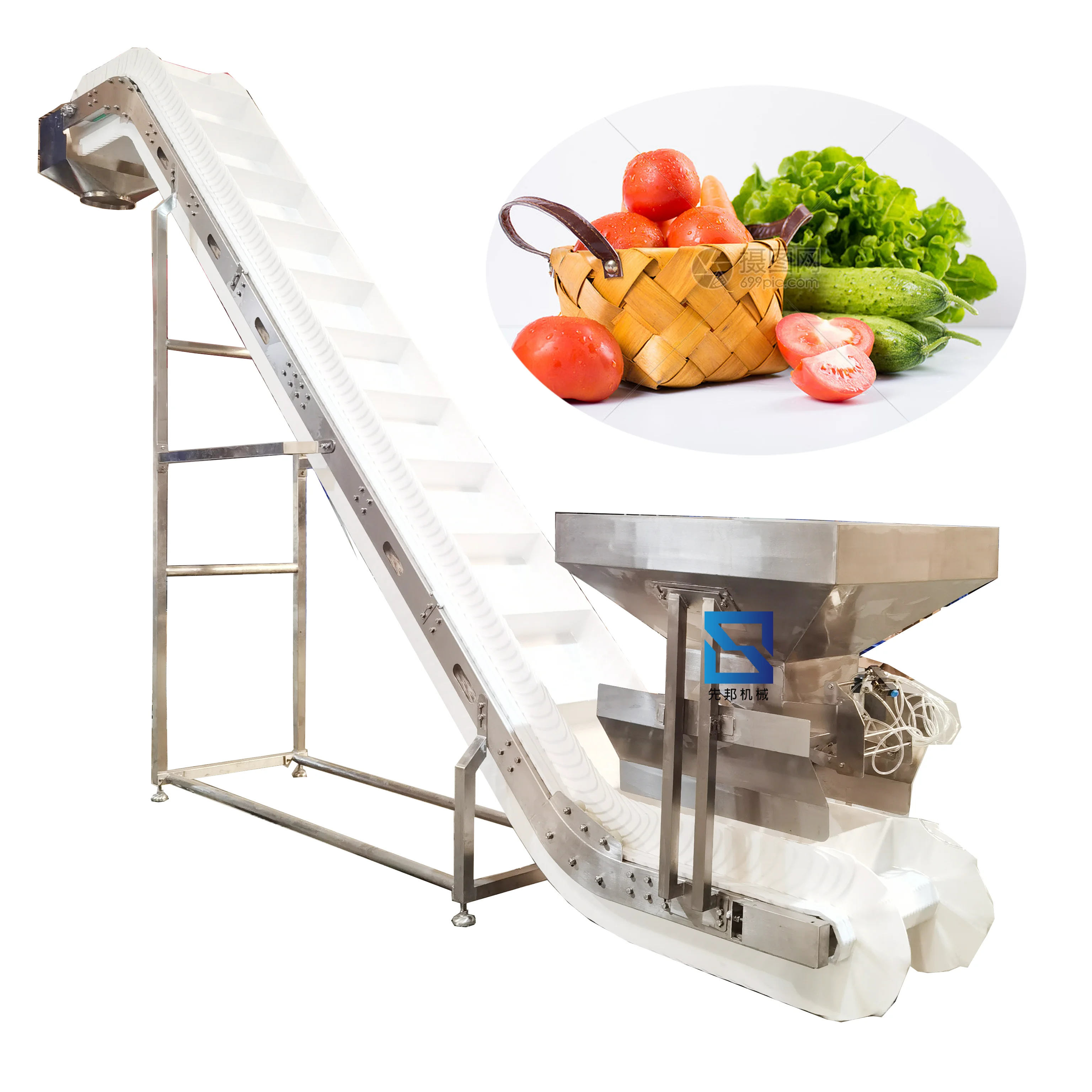 OEM automatic Z type bucket elevator with hopper inclined system lift belt conveyor